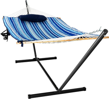 カタリナビーチのスタンド付き12フィートのファブリックハンモック